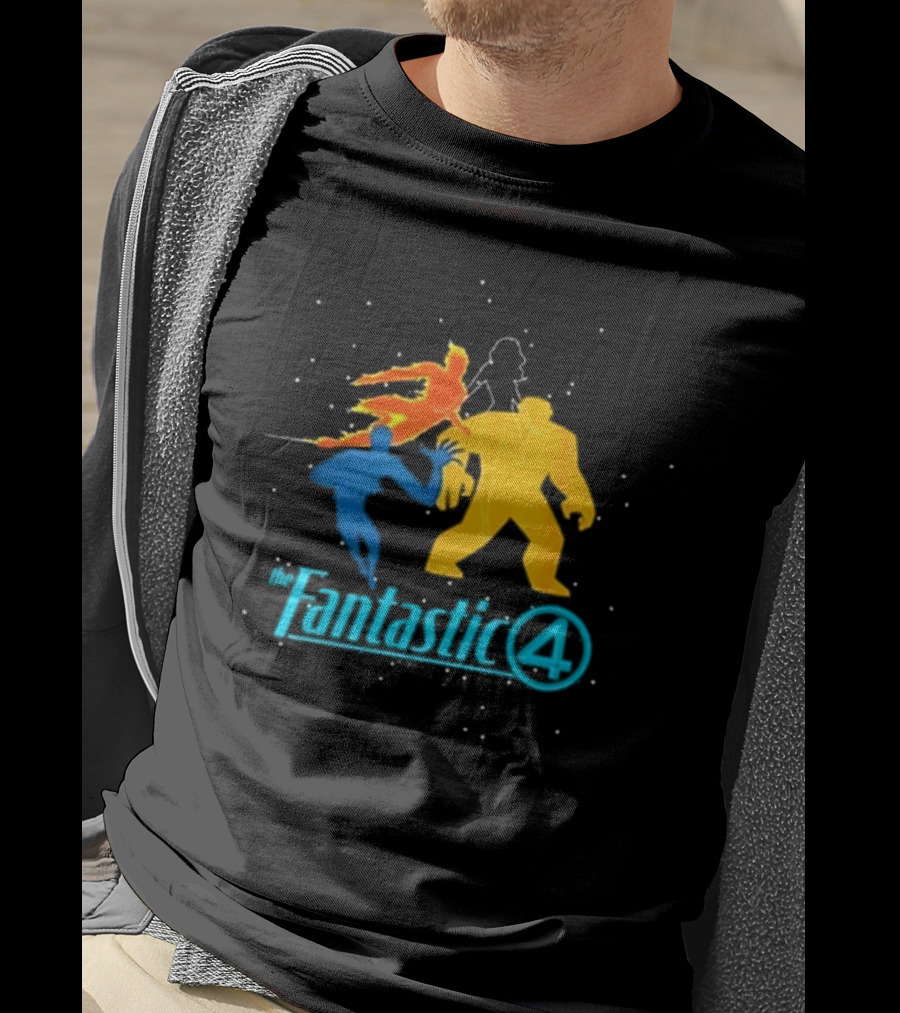 Fantastic Four Team Explosive Silhouette Action T-Shirt