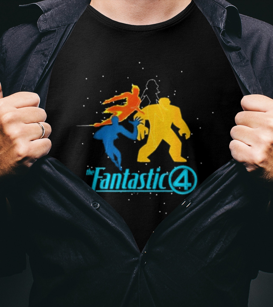 Fantastic Four Team Explosive Silhouette Action T-Shirt