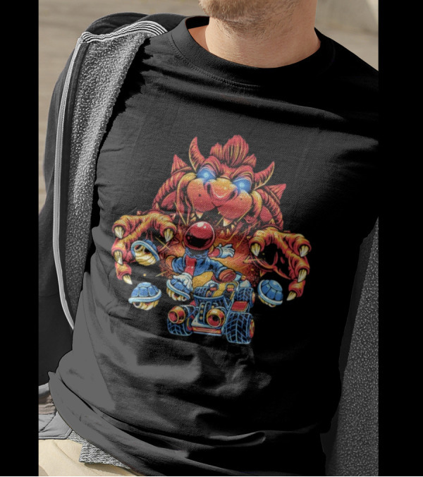 The Final Boss Retro Gaming Monster Battle With Kart Racer And Turtle Shells T-Shirt