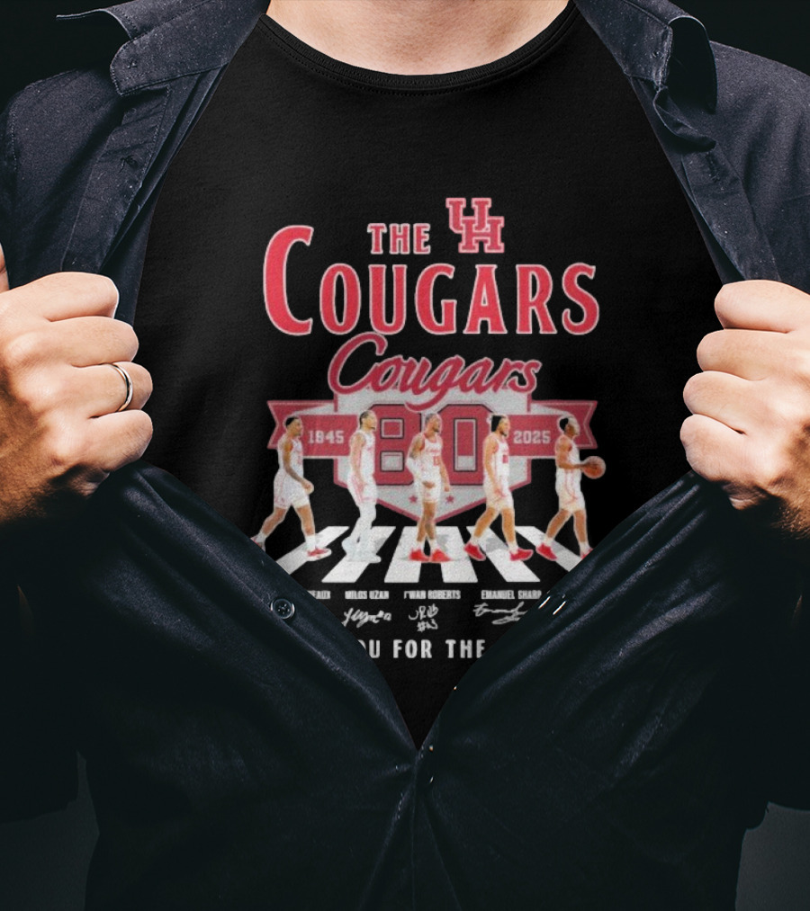 The Houston Cougars 80 Years 1945-2025 Thank You For The Memories Abbey Road Style T-Shirt