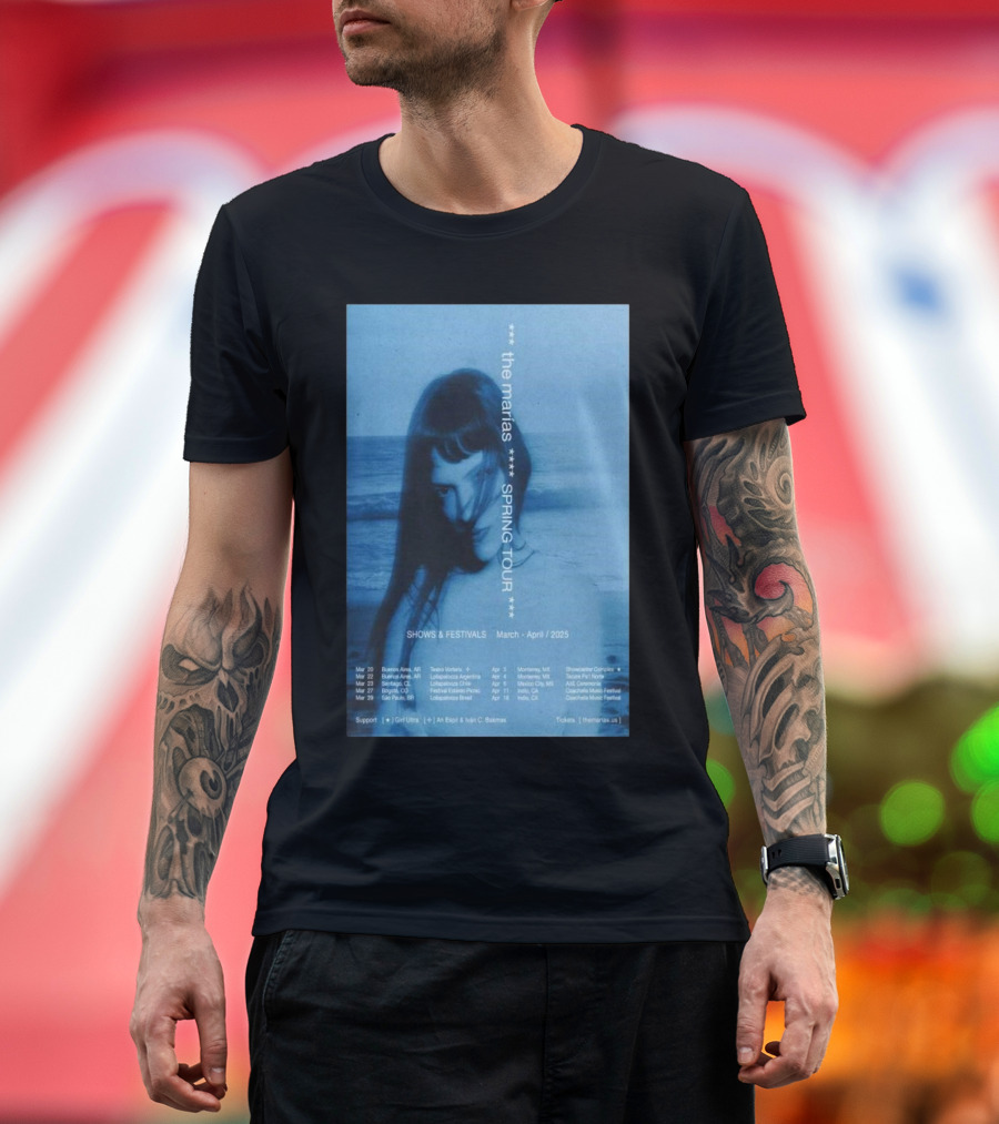 The Marías Spring Tour 2025 Shows and Festivals March April with Girl Ultra Iván C. Bakmas T-Shirt