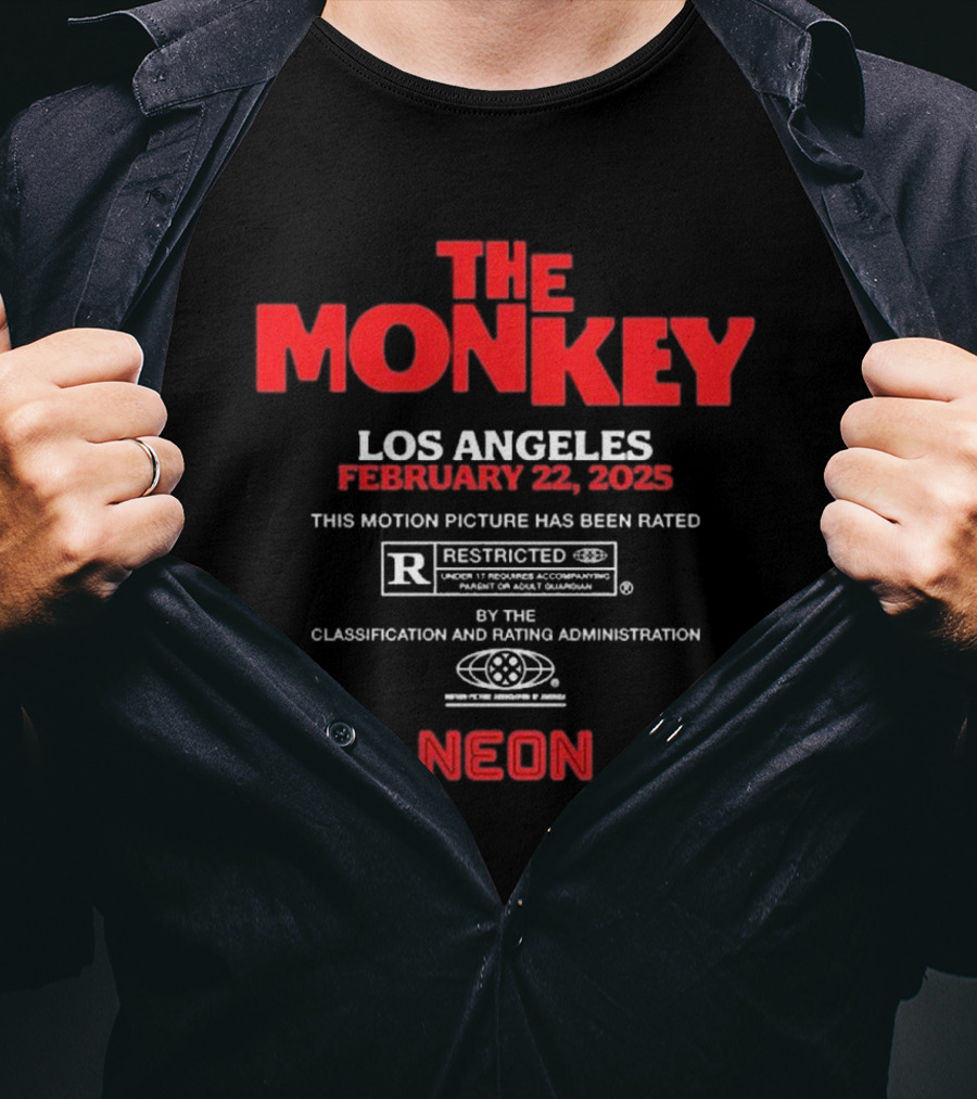 The Monkey Los Angeles February 22 2025 This Motion Picture Has Been Rated R Neon T-Shirt