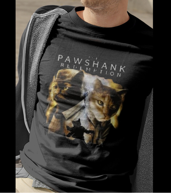 Pawshank Redemption Cat Movie Parody With Lightning And Cats In Prison Uniforms T-Shirt