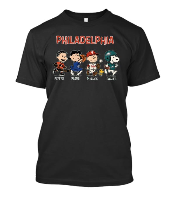Philadelphia Peanuts Characters Flyers 76ers Phillies Eagles T-Shirt