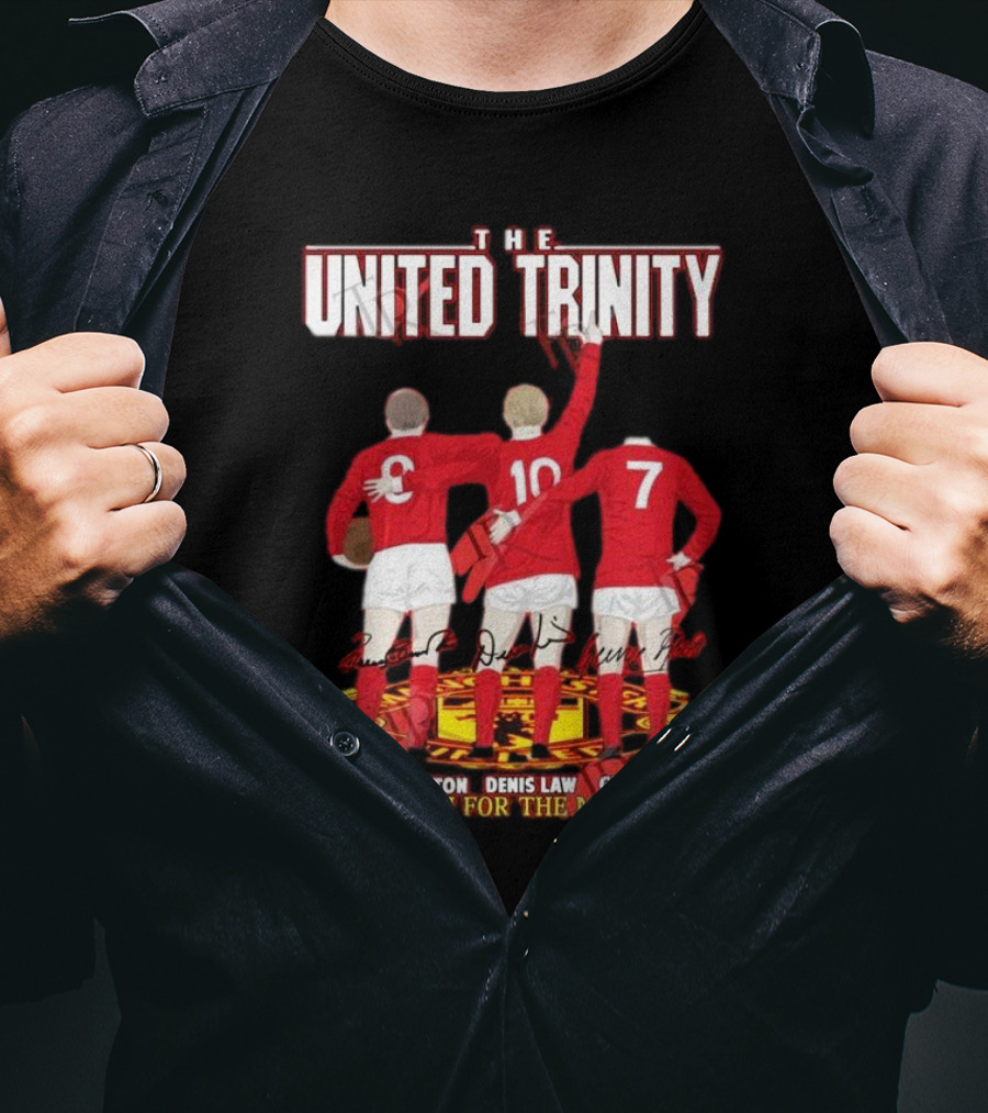 The United Trinity Bobby Charlton Denis Law George Best Thank You For The Memories T-Shirt