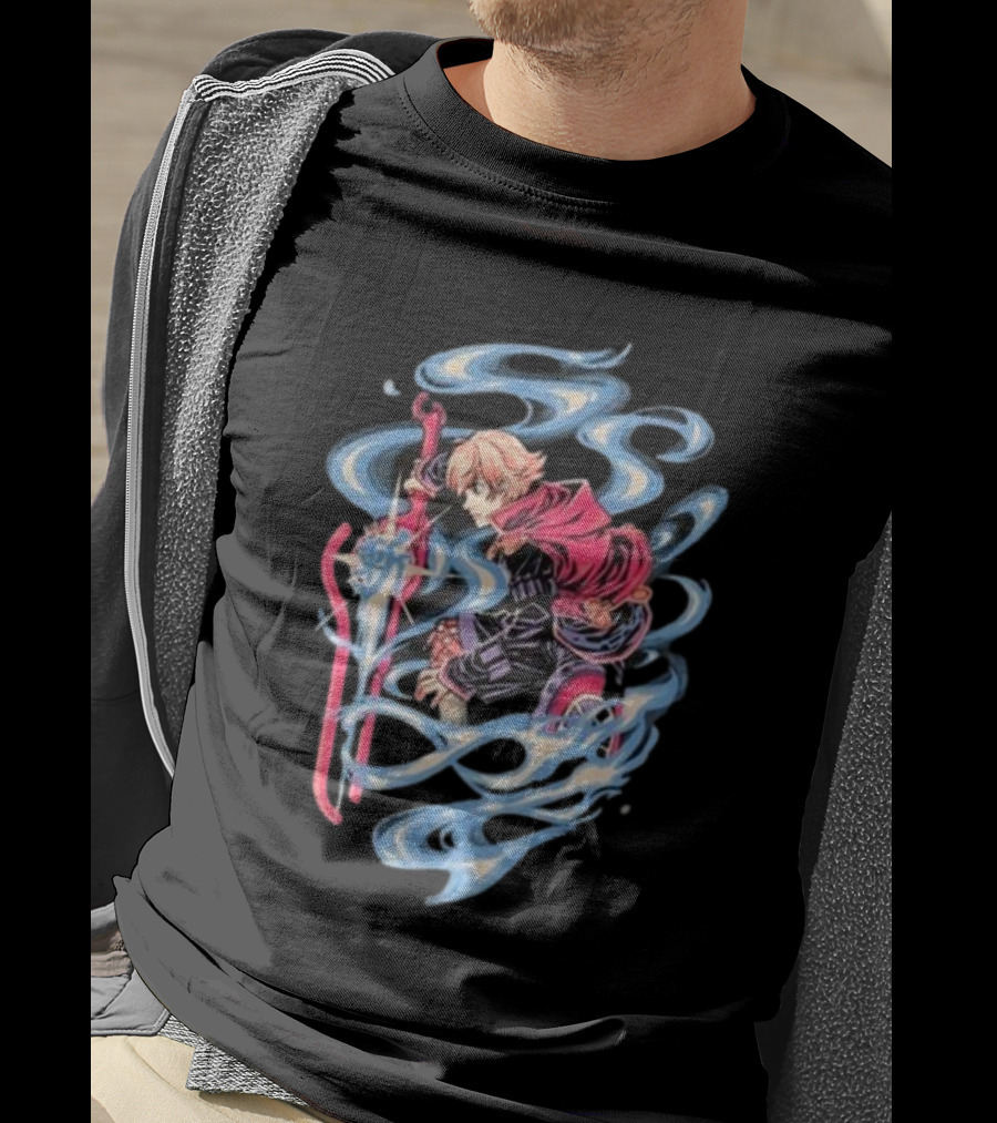The Yetee Ether Blade Character With Energy Sword And Flowing Elements T-Shirt