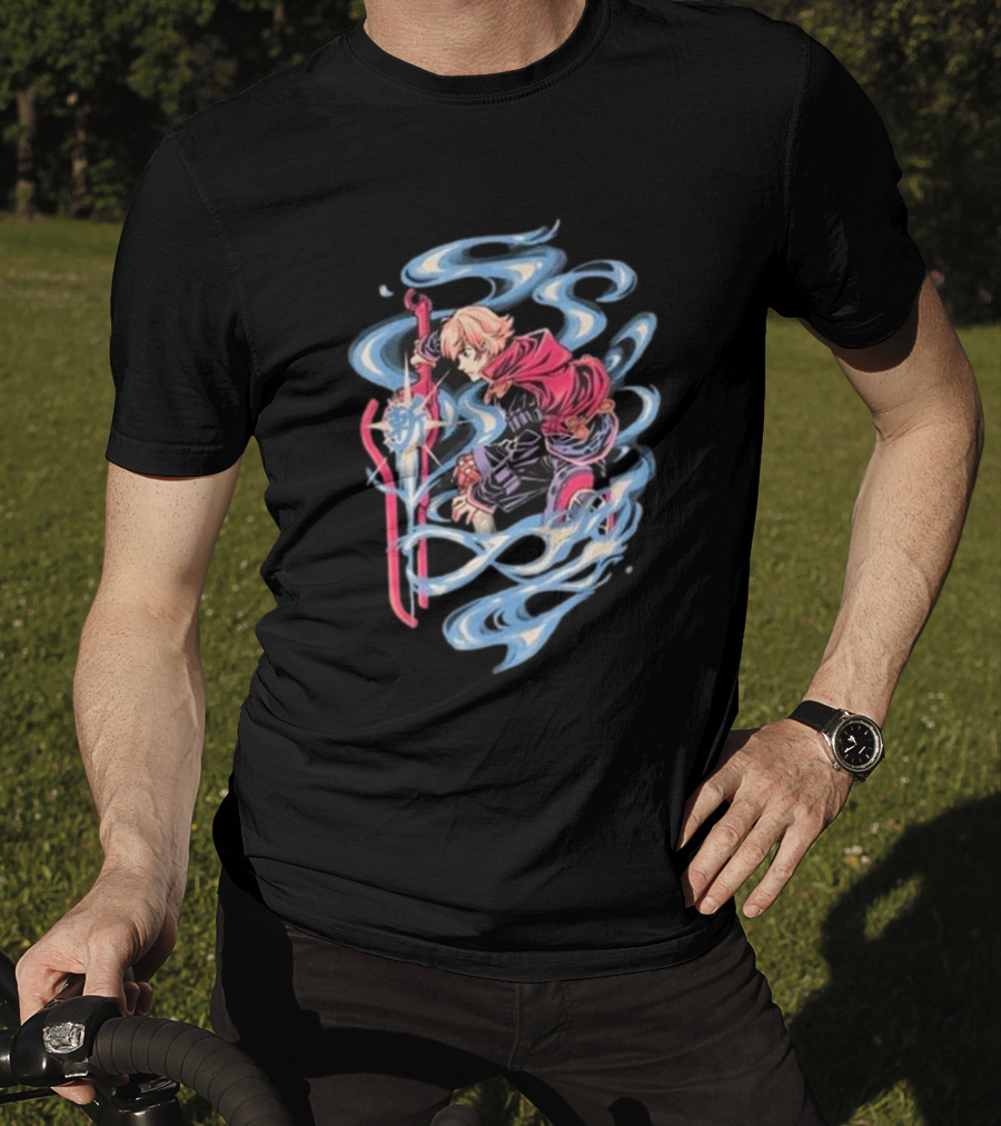 The Yetee Ether Blade Character With Energy Sword And Flowing Elements T-Shirt