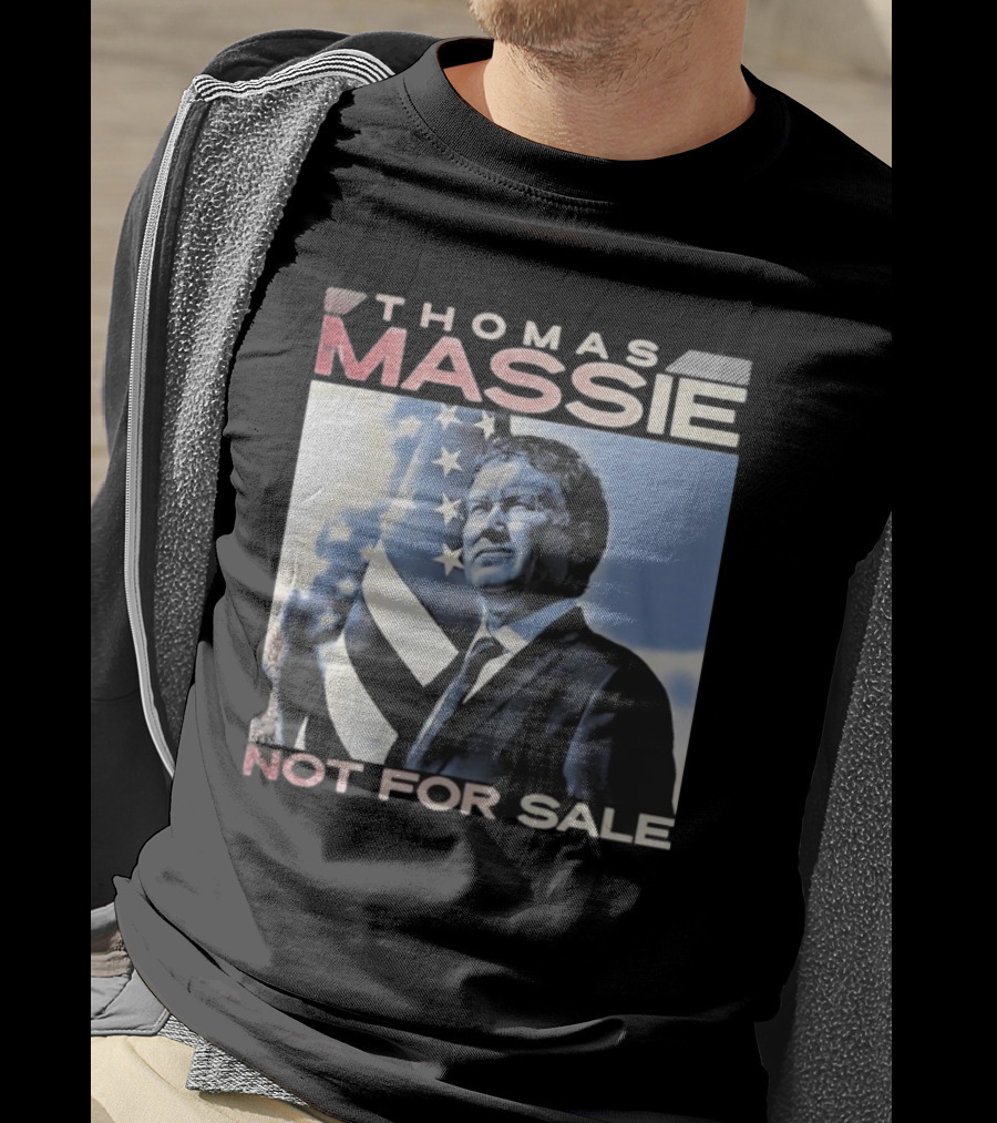 Thomas Massie Not For Sale American Flag Portrait T-Shirt