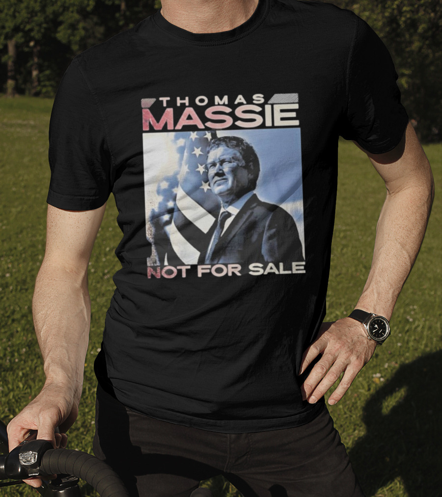 Thomas Massie Not For Sale American Flag Portrait T-Shirt