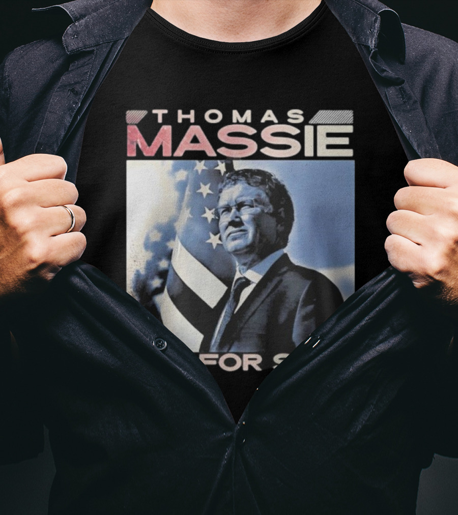 Thomas Massie Not For Sale American Flag Portrait T-Shirt