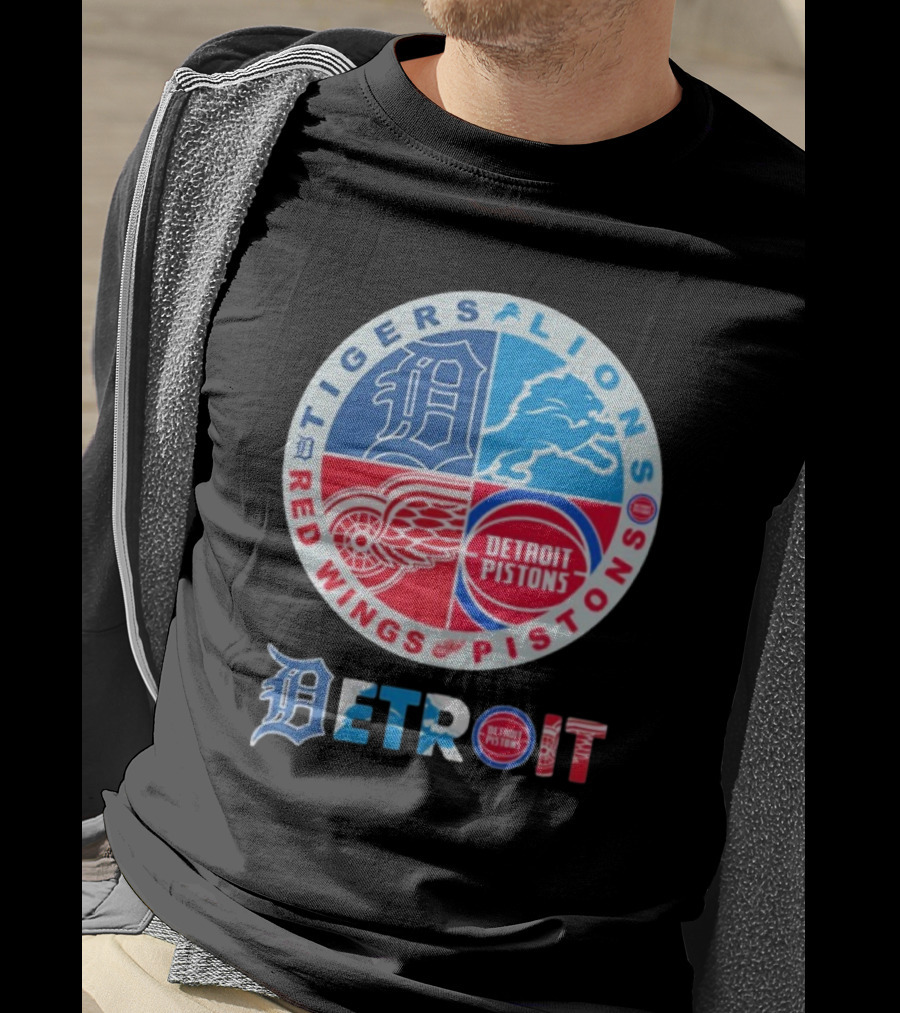 Tigers Lions Red Wings Pistons Detroit Sports Logos T-Shirt