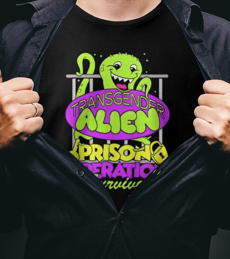 Transgender Alien Prison Operation Survivor Monster With Bars T-Shirt