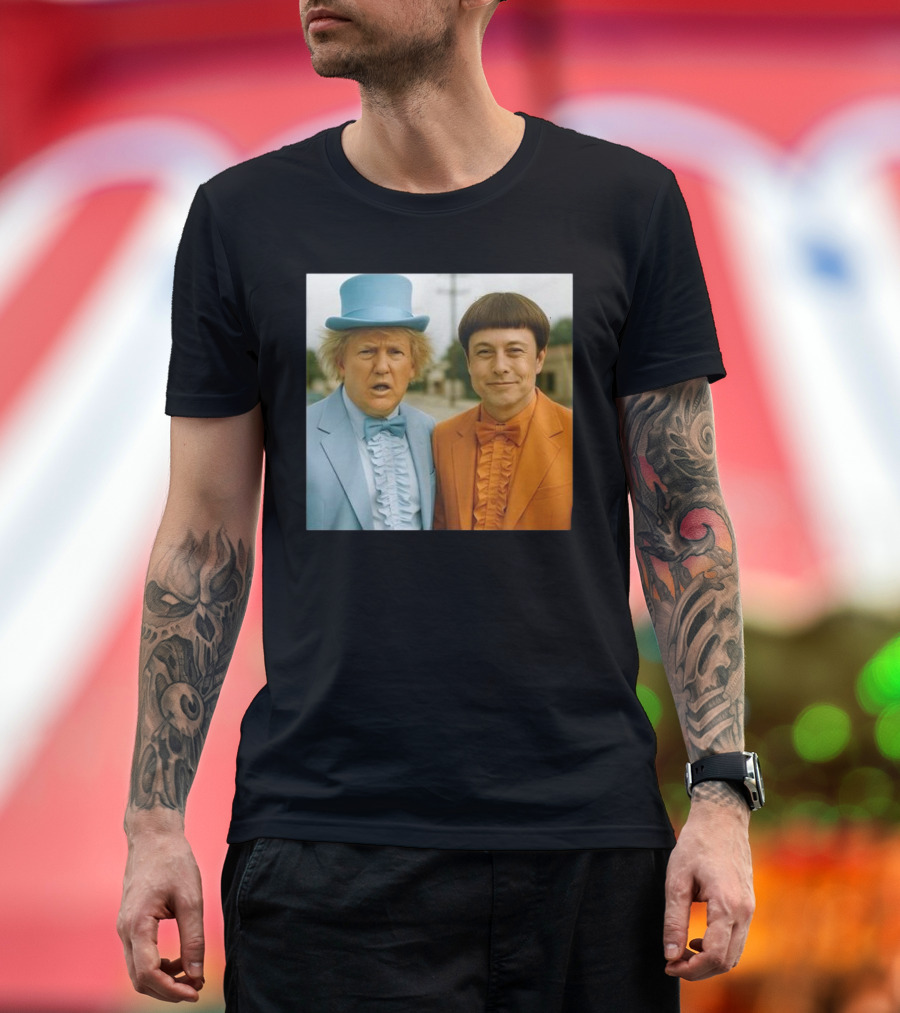Trump Musk Dumb And Dumber Costumes Ruffled Suits T-Shirt