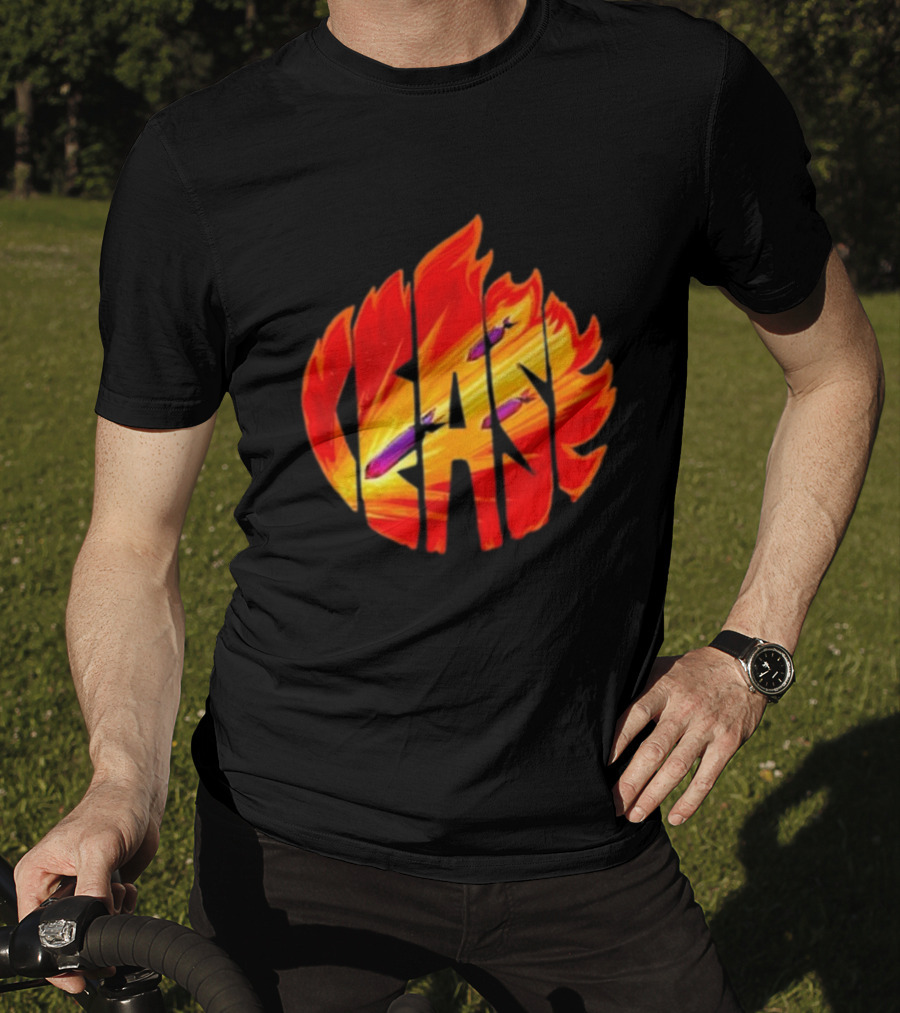 Cease Fire Flame Letters With Missiles T-Shirt