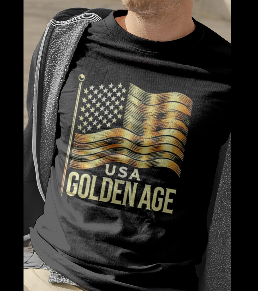 USA Golden Age Golden American Flag T-Shirt