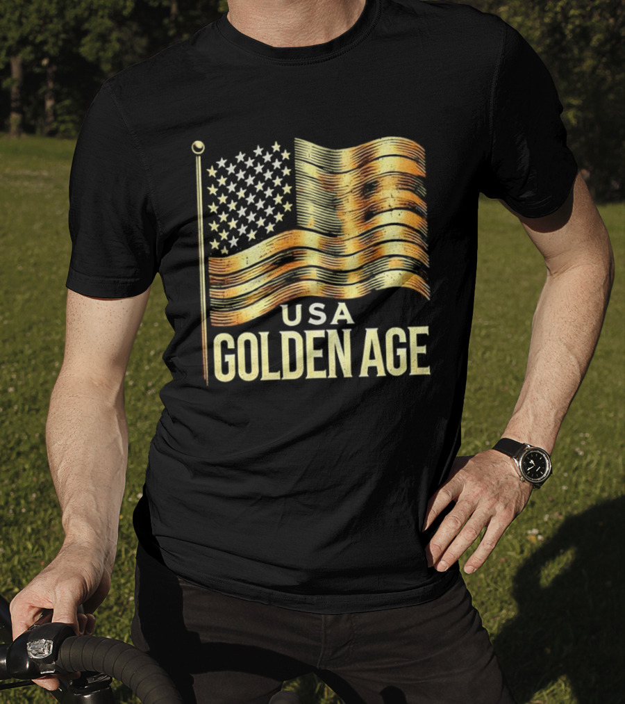 USA Golden Age Golden American Flag T-Shirt