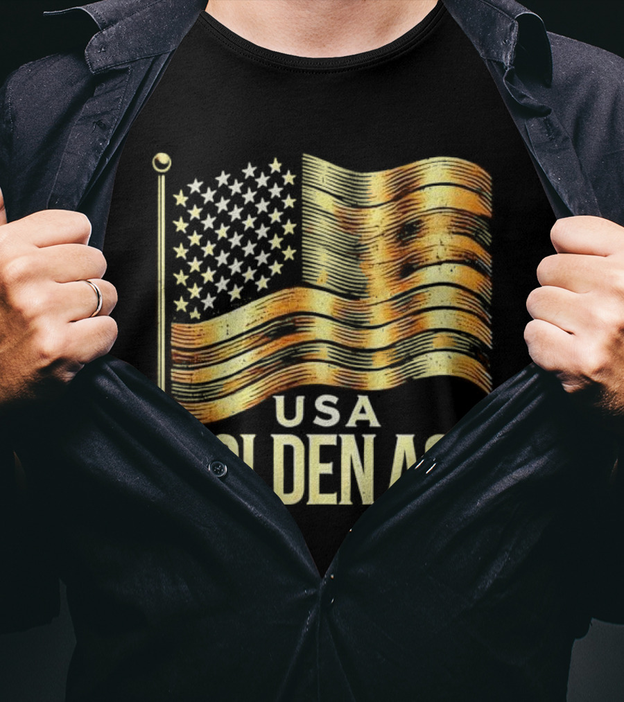 USA Golden Age Golden American Flag T-Shirt