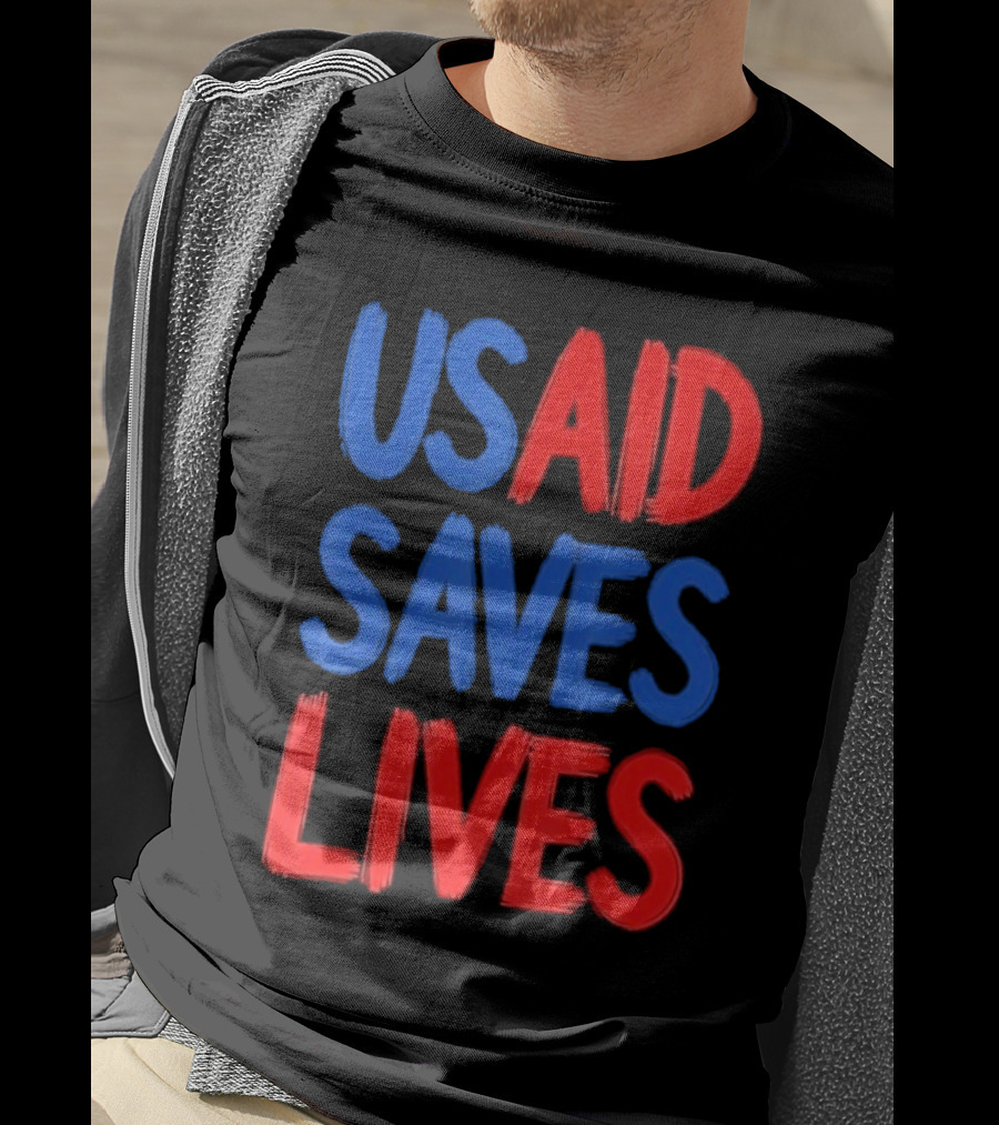 USAID Saves Lives Red And Blue Text T-Shirt