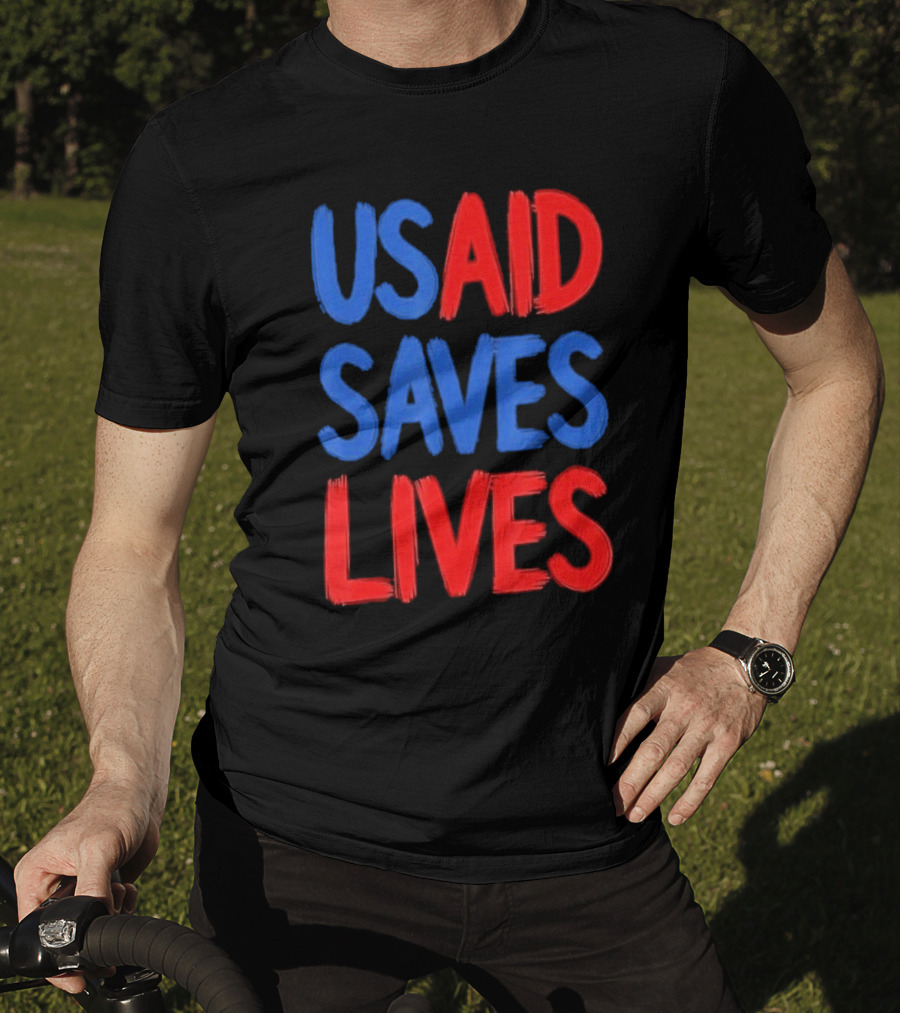 USAID Saves Lives Red And Blue Text T-Shirt