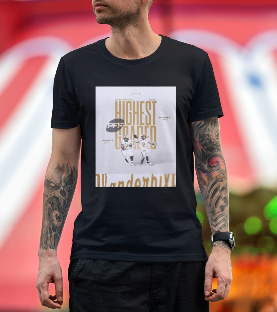 Vanderbilt PFF Top Ten Highest Graded Eli Stowers Diego Pavia T-Shirt