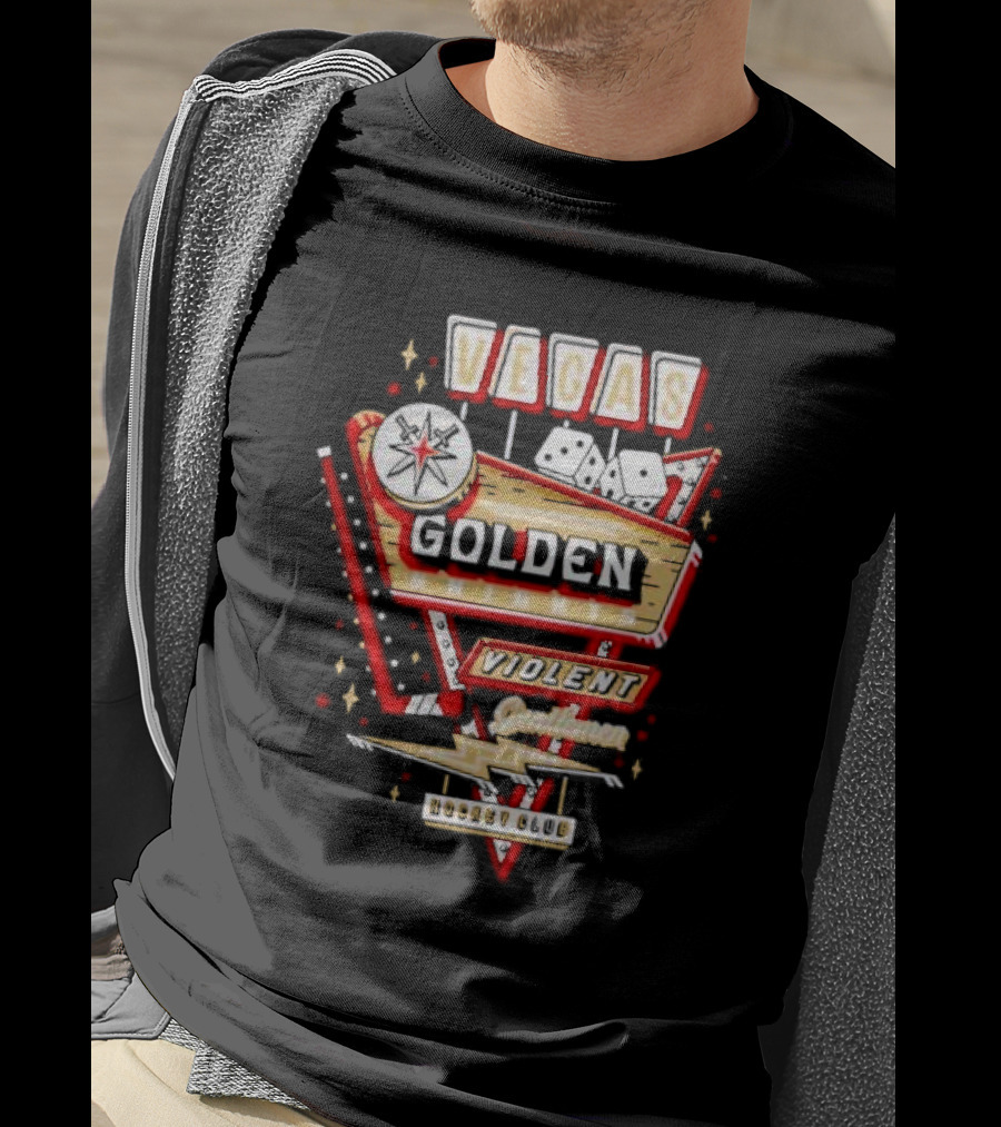 Vegas Golden Knights Violent Gentlemen Hockey Club Playing Card Style T-Shirt