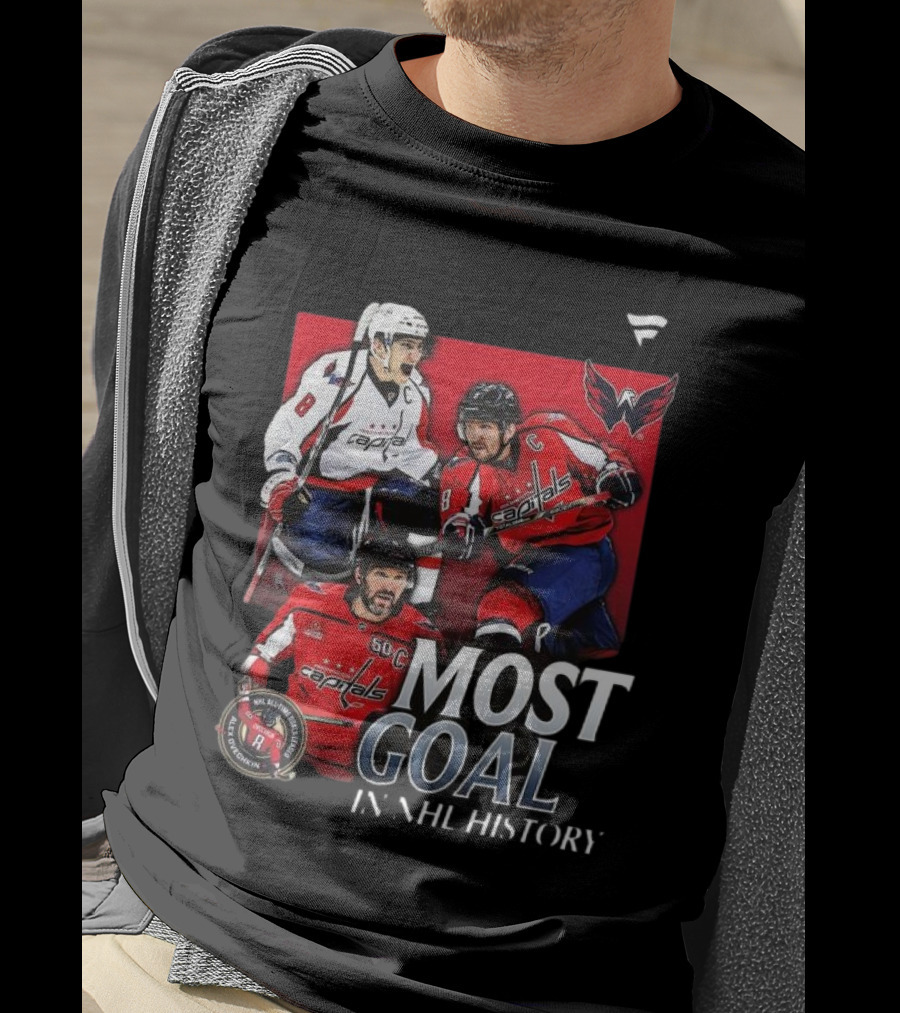 Washington Capitals Alexander Ovechkin Most Goals In NHL History Evolution 8 T-Shirt