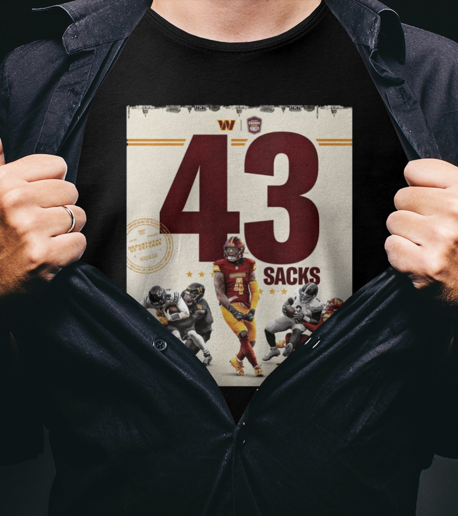 Washington Commanders 43 Sacks Chunky Sacks Hunger Program T-Shirt