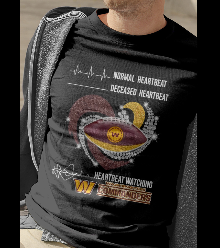 Washington Commanders Faster Heartbeat When Ing Football Diamond Heart T-Shirt