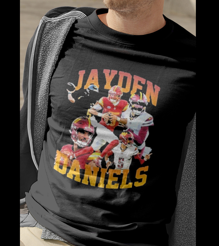 Jayden Daniels Washington Commanders Football Player Collage T-Shirt