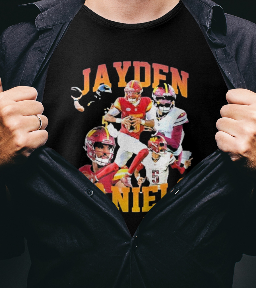 Jayden Daniels Washington Commanders Football Player Collage T-Shirt