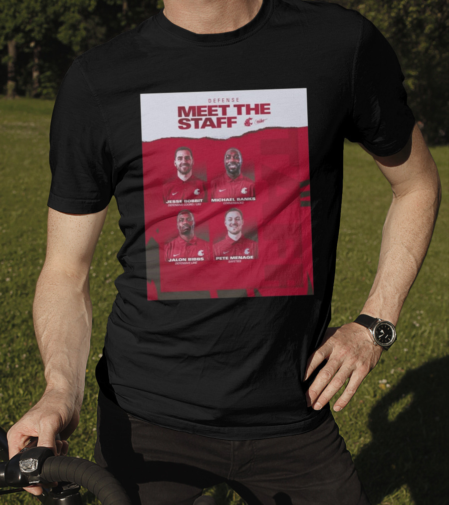 Defense Meet The Staff Washington State Cougars Jesse Bobbit Michael Banks Jalon Bibbs Pete Menage Nike T-Shirt