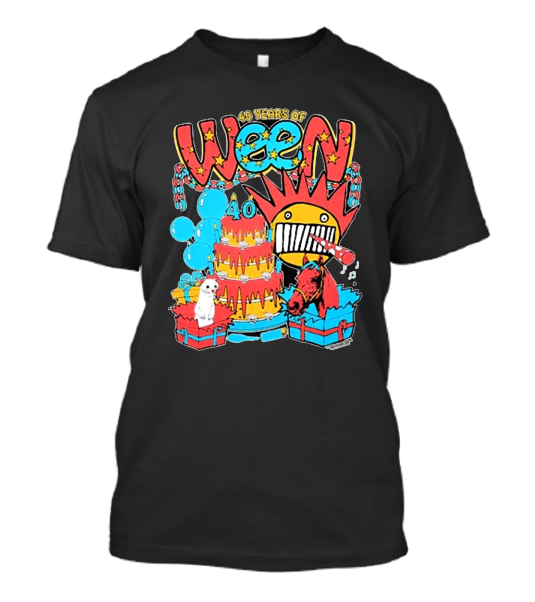 Ween 40 Years Of Celebration With Balloons And Colorful Cake T-Shirt