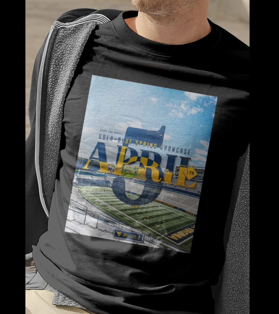 West Virginia Mountaineers Save The Date Gold Blue Spring Showcase April 5 2025 1 PM T-Shirt