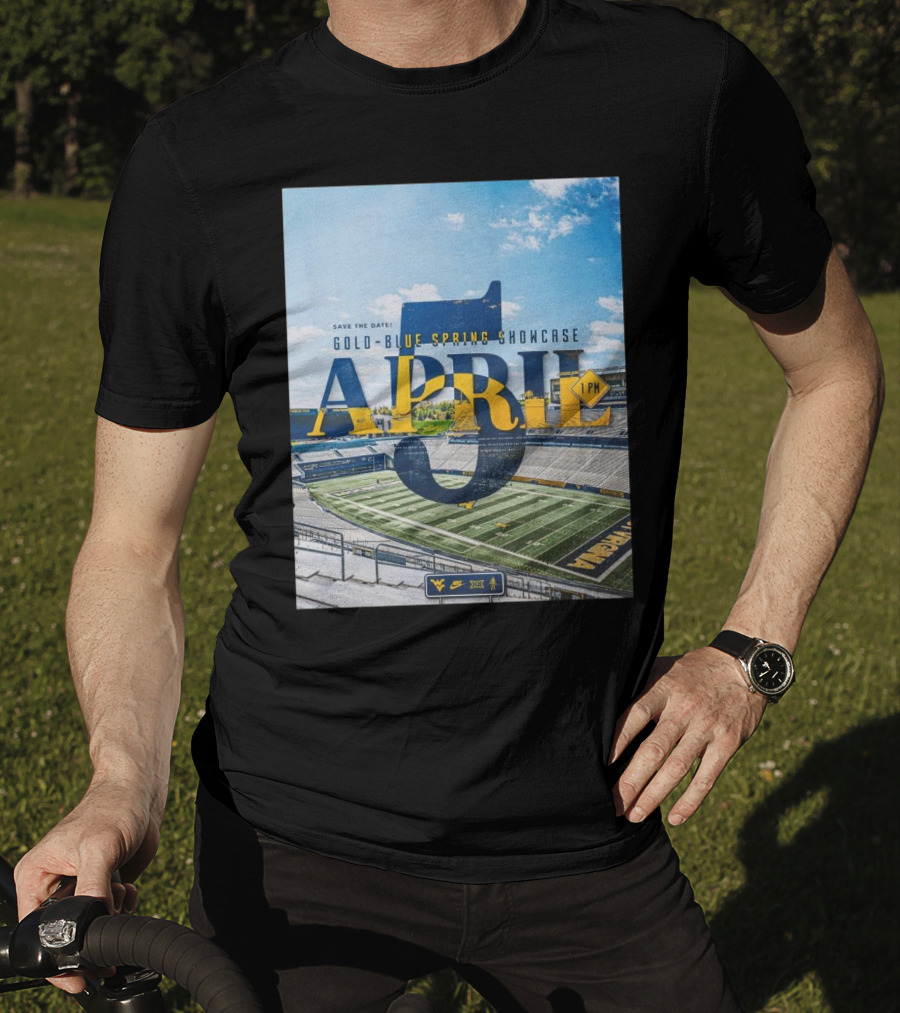 West Virginia Mountaineers Save The Date Gold Blue Spring Showcase April 5 2025 1 PM T-Shirt