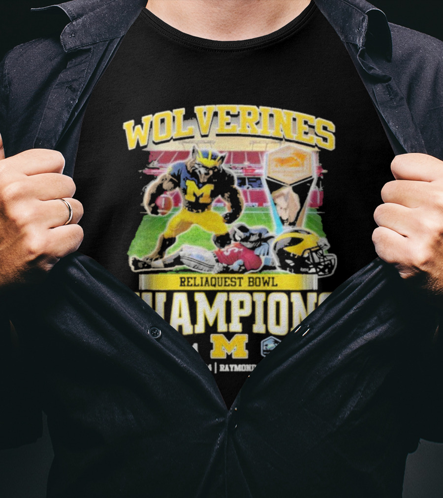 Wolverines Reliaquest Bowl Champions 2024 Michigan December 31 Raymond James Stadium T-Shirt