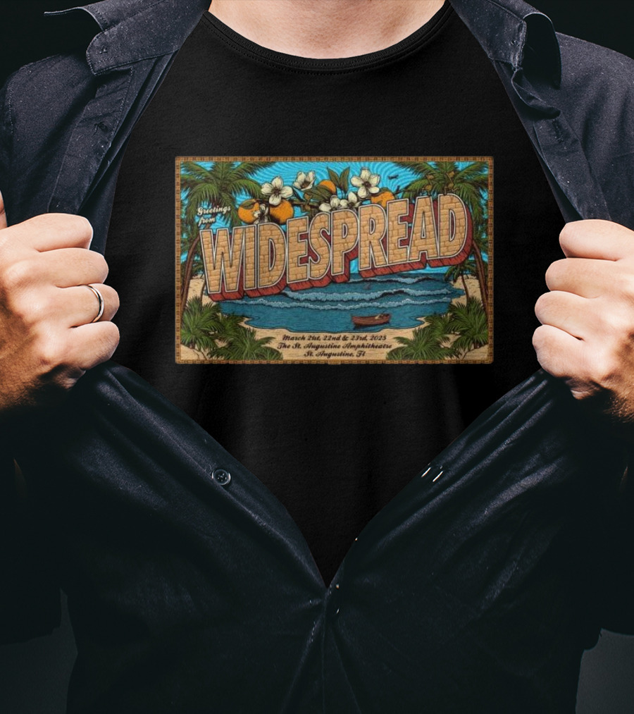 Greetings From Widespread Panic St. Augustine Amphitheatre St. Augustine FL March 21-23 2025 T-Shirt