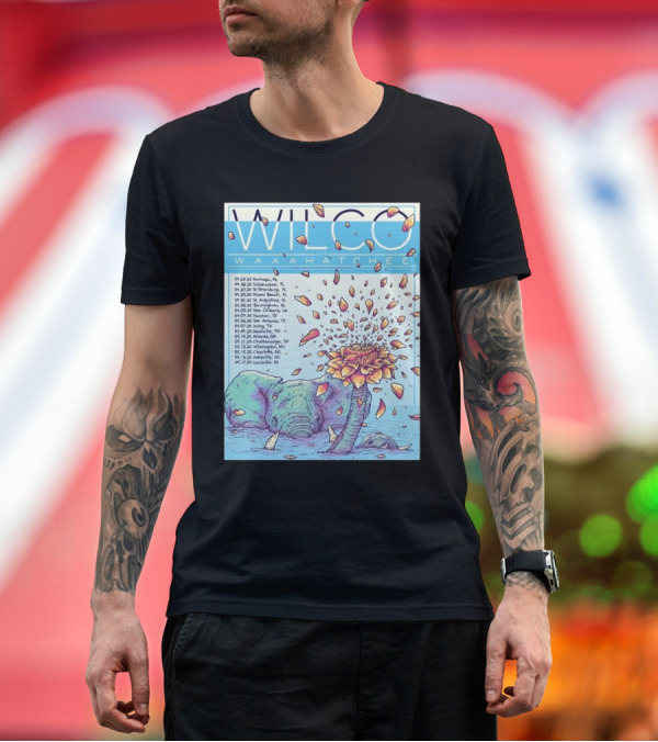 Premium T-Shirt: Wilco Spring Tour 2025 Waxahatchee Elephant Blowing Flower Tour Dates T-Shirt Wilco Spring Tour 2025 Waxahatchee Elephant Blowing Flower Tour Dates T-Shirt