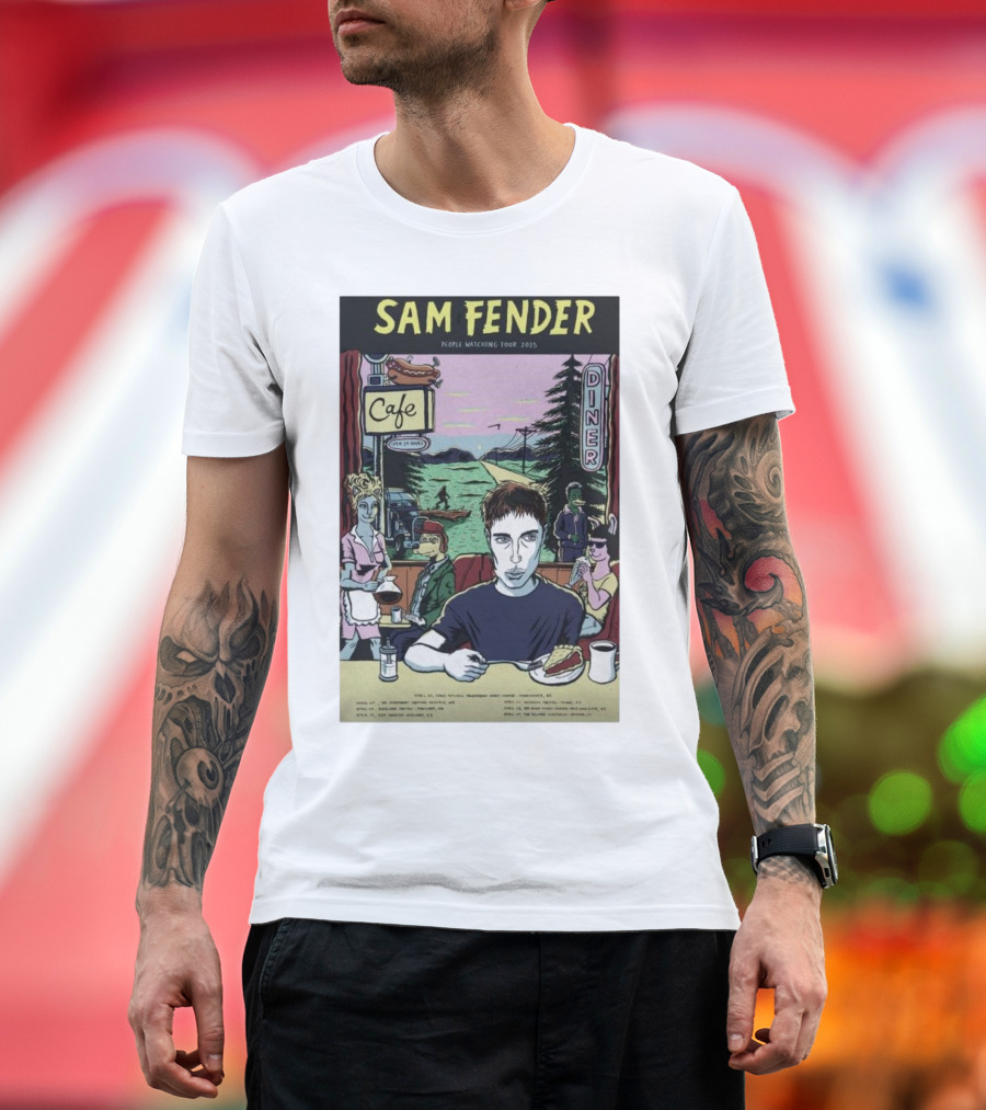 Sam Fender People ing Tour 2025 Diner Scene Portland Oregon April T-Shirt