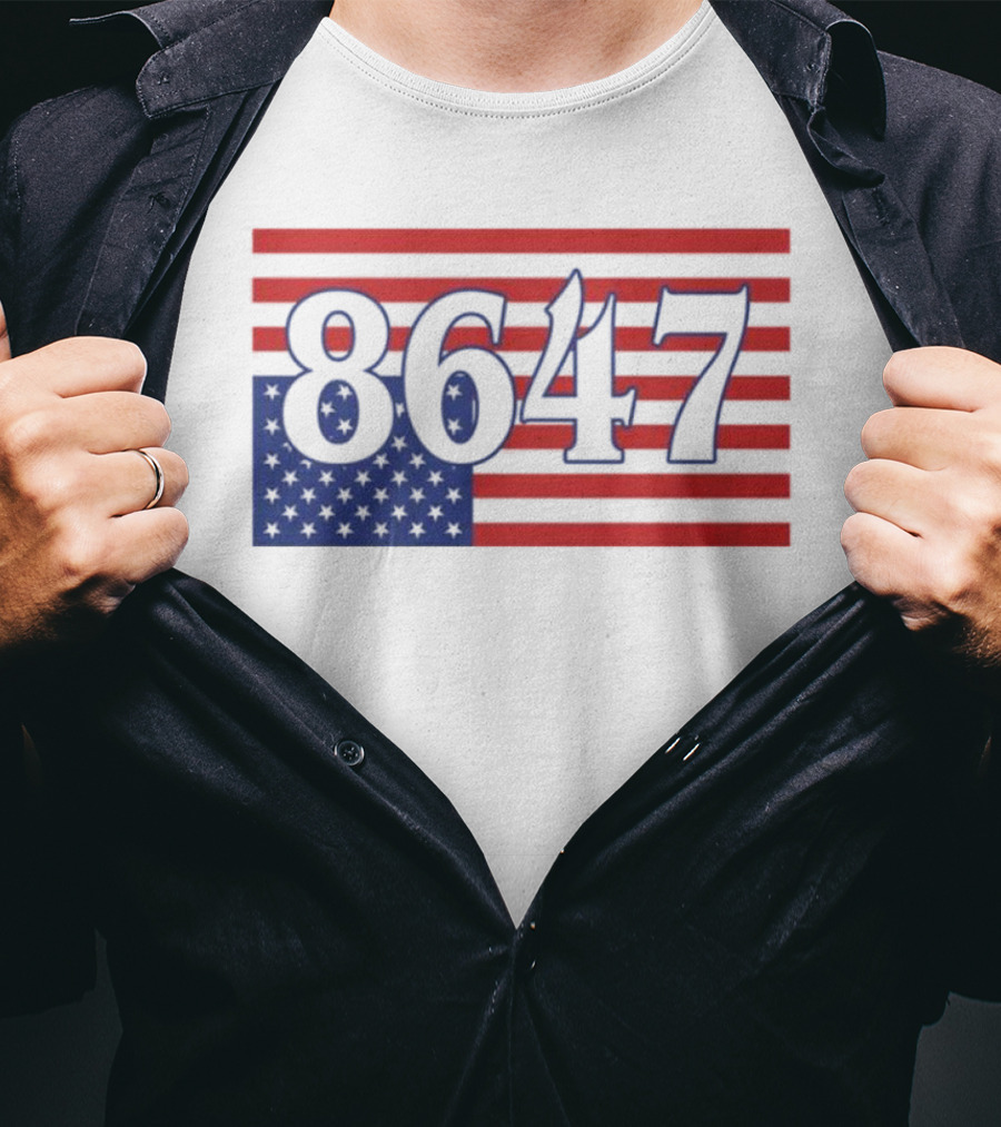 8647 American Flag Inverted Red Blue Stripes T-Shirt