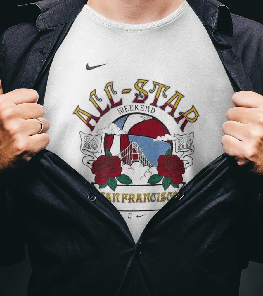 2025 NBA All-Star Weekend Jordan Brand San Fran 1990 Roses T-Shirt