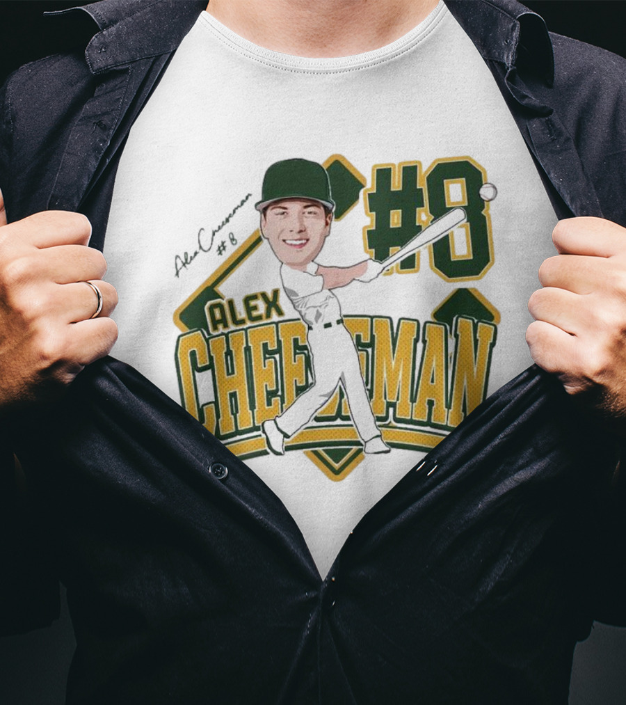 Alex Cheeseman #8 Baseball Caricature 2025 T-Shirt