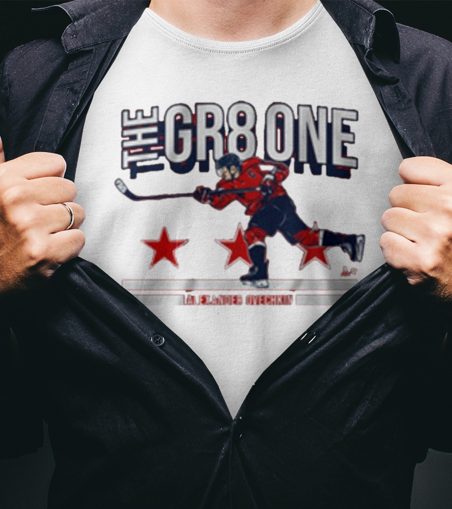 The GR8 One Alexander Ovechkin Hockey Player With Stars And Stick T-Shirt