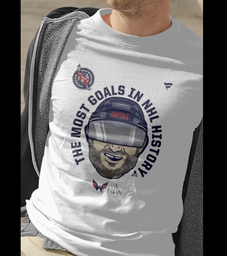 Alexander Ovechkin Capitals The Most Goals In NHL History Caricature T-Shirt