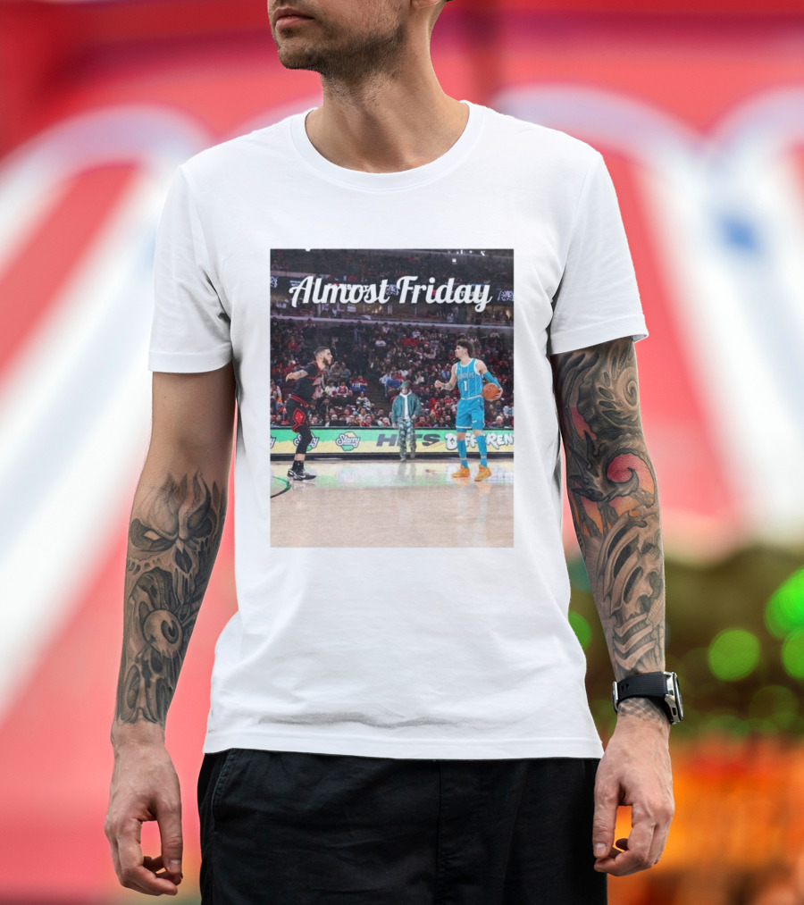 Almost Friday Basketball Court NBA Duel T-Shirt