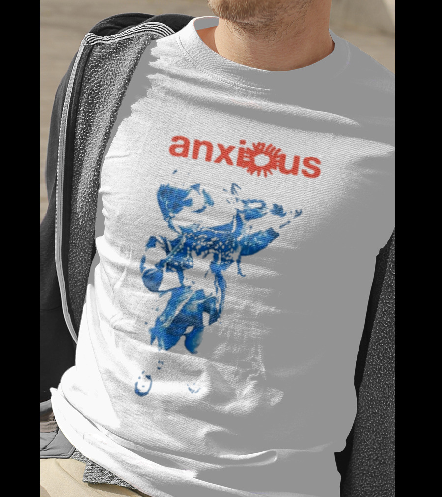 Anxious Blue Abstract Deer Kid T-Shirt