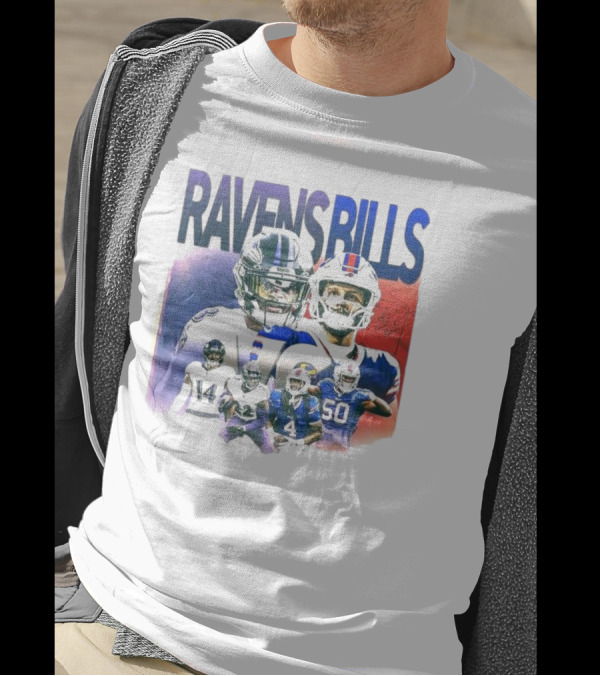 Ravens Bills NFL Matchup With Player Lineup And Strategy Background T-Shirt