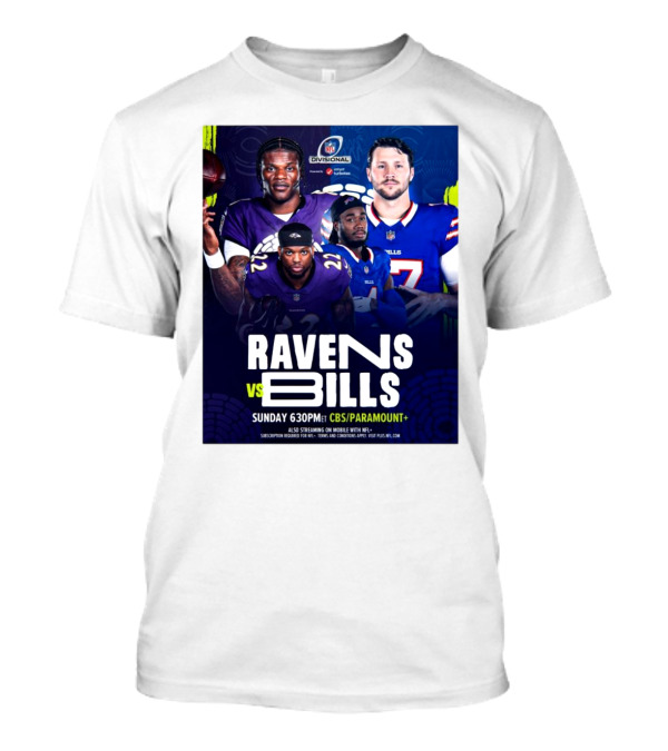 Ravens Vs Bills NFL Divisional Sunday CBS Paramount Plus T-Shirt