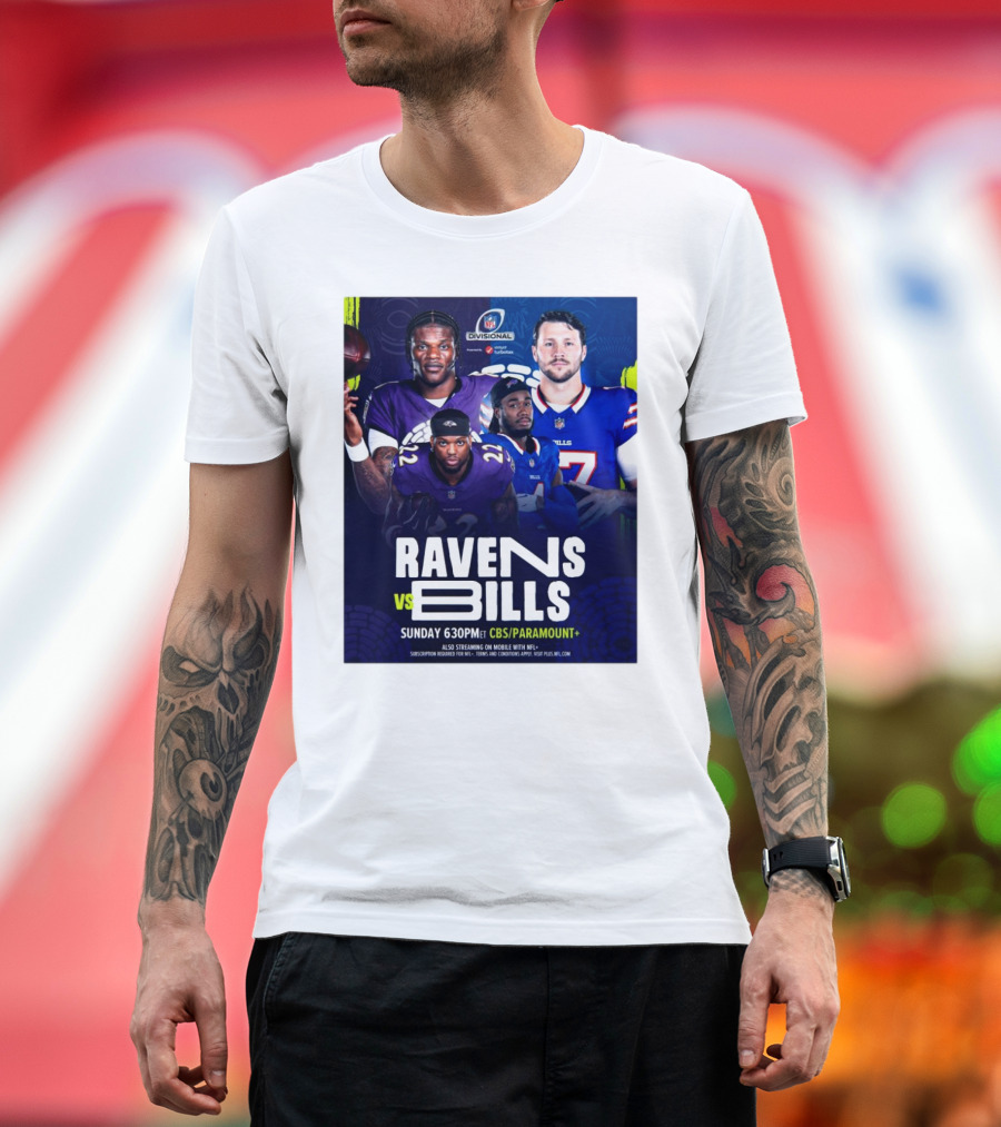 Ravens Vs Bills NFL Divisional Sunday CBS Paramount Plus T-Shirt