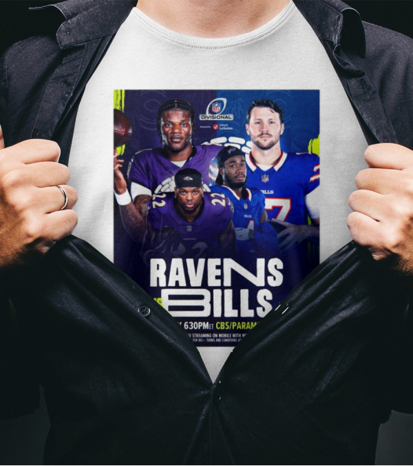 Ravens Vs Bills NFL Divisional Sunday CBS Paramount Plus T-Shirt
