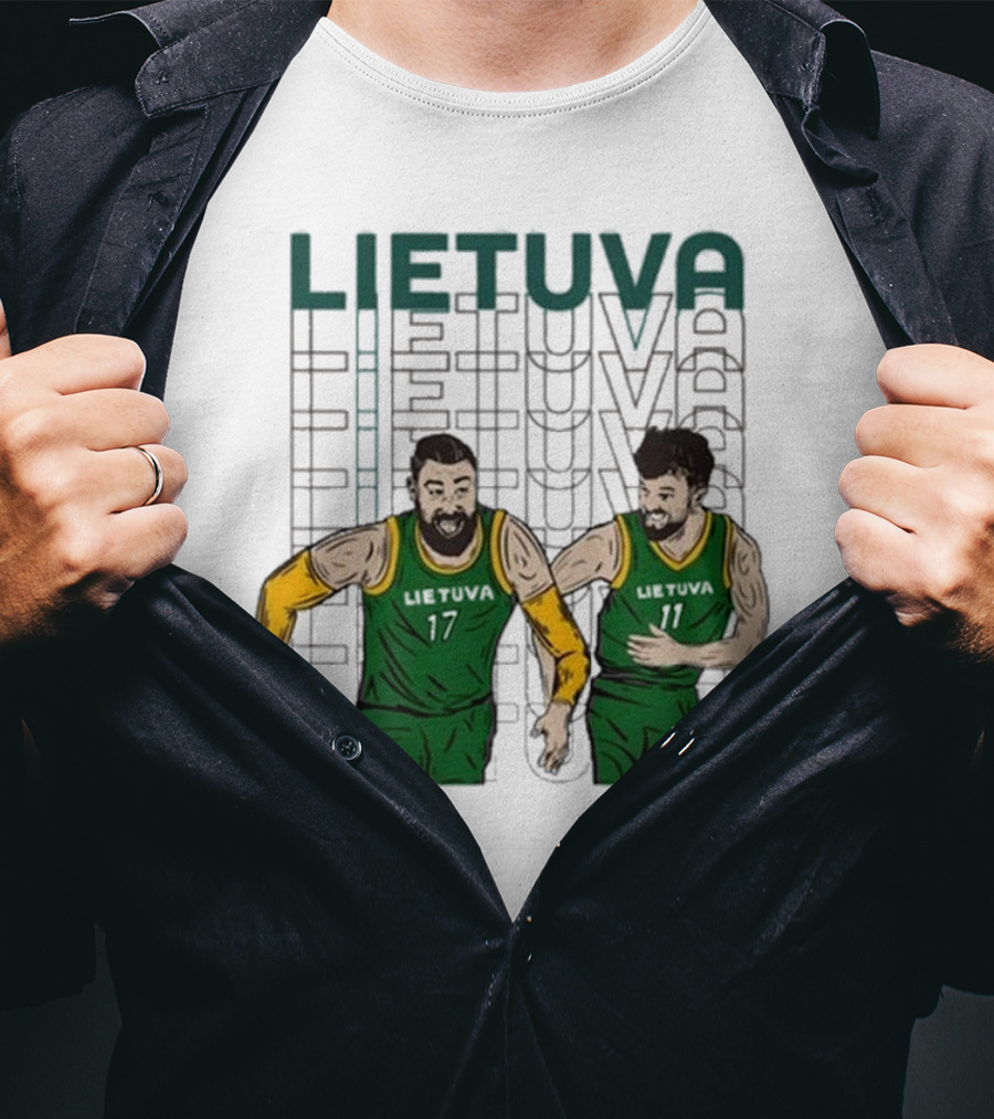 Lietuva Basketball Players Bokštai 17 Running Team Spirit T-Shirt